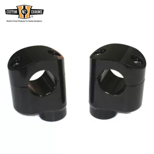 Custom Offset 1-1/4" Handlebar Risers Fits For Harley Davidson Big Twin Black - Foto 1 di 1