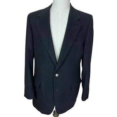 Chaqueta Blazer Deportiva Bill Blass Negra 100% Cachemira Hecha a Medida 2 Botones Hecha en EE. UU. Foto 1 de 4