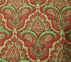 1 yd 5" Crimson & Holly Wilmington Christmas Red Green Damask