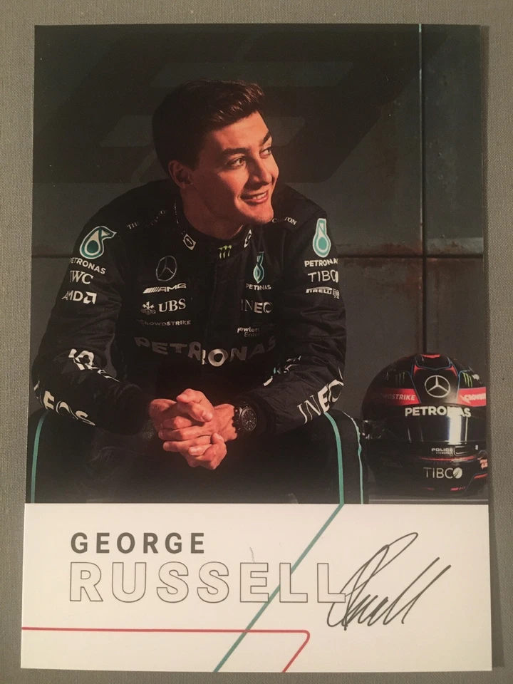 Autogrammkarte *GEORGE RUSSELL* MERCEDES AMG PETRONAS Formel 1 F1 TEAM 2022 RAR! - Bild 1 von 1