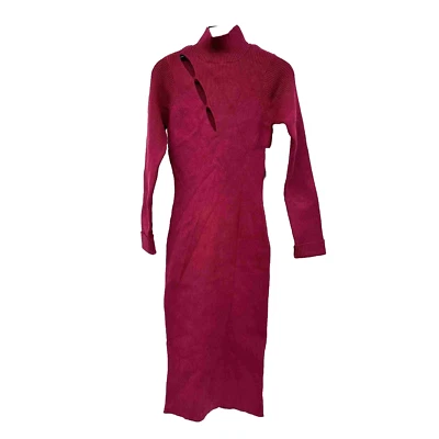 Vestido Suéter Vino Rachel Roy Talla L Nuevo con Etiquetas. Manga larga, cuello alto, acento recortado. Foto 1 de 4