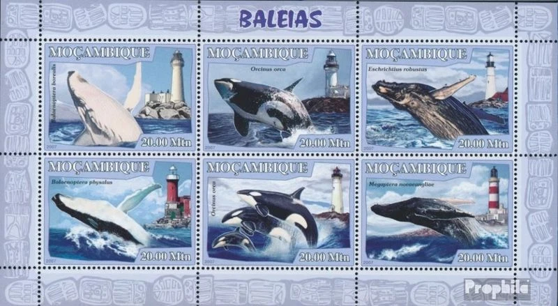 Stamps Mosambik 2007 Mi 3050-3055 Sheetlet (complete. issue) MNH 2007 Whales and - Image 1 of 1