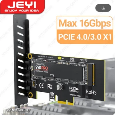 JEYI M.2 NVME SSD to PCIe 4.0/3.0 PCIE x1 Adapter Card for Desktop PC New - Image 1 of 4