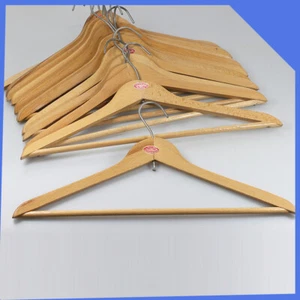 12 vintage Coat Jacket Trousers Dress TShirt Wardrobe Wooden Clothes Hangers Set - Picture 1 of 4