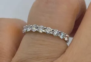 1Ct Round Cut Lab-Created Diamond Anniversary Ring 14K White Gold Plated Silver - Picture 1 of 7