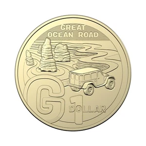2022 Australia Post Great Aussie Coin Hunt - ''G" Great Ocean Road $1 Coin - Foto 1 di 2