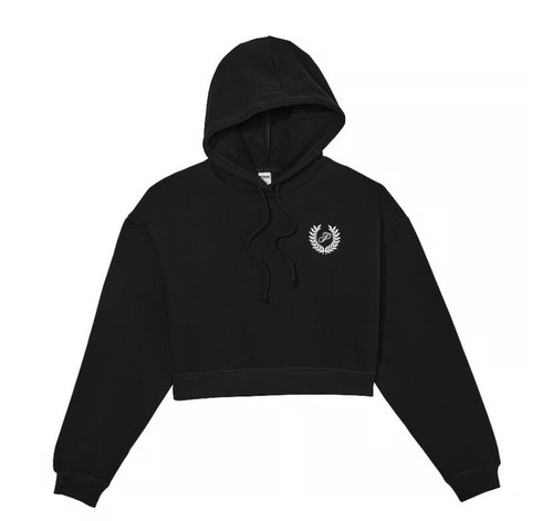 UNDERCOVER Felpa donna nera Victoria’s Secret ROSA cropped con cappuccio taglia XL nuova