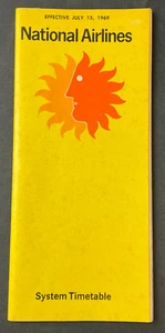 Vintage July 1969 National Airlines Inc. System Timetable Brochure - Picture 1 of 3