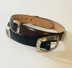 Brighton Women's Belt 2 Tone Brown & Black Leather Belt Size M - Bild 1 von 8