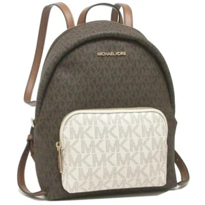 Michael Kors Women Medium PVC Leather Travel School Backpack Shoulder Brown MK - Picture 1 of 5