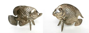 Figurine En Métal Décorative Poisson Argentée Coulée À La Main Figurine Maritime - Picture 1 of 10