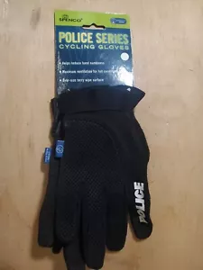 SPENCO POLICE Large Cycling Black Bike Gel Padded Full Finger Gloves NEW - Picture 1 of 4