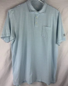 Peter Millar Men S/S Seaside Wash Polo / Light Blue White Striped / XL / Logo - Picture 1 of 9