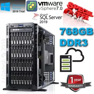 Dell PowerEdge T620 2x E5-2697v2 2.70Ghz 24-Cores 768GB DDR3 960GB SSD - 3.50GHz - Picture 1 of 10