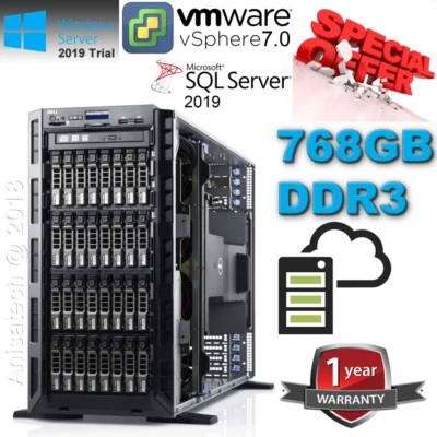 Dell PowerEdge T620 2x E5-2697v2 2.70Ghz 24-Cores 768GB DDR3 960GB SSD - 3.50GHz - Image 1 of 4