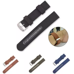 18-24mm Nylon Black Canvas Wrist Watch Bands Strap Buckle For women MENS - Picture 1 of 16
