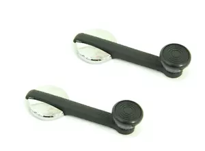 Front Door Window Crank Chrome/Black 2 Pc Fits Volkswagen Type1 Type2 Type3 Ghia - Picture 1 of 2