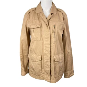 J. Crew Jacket Womens Sz 4 Beige Cotton Twill Classic Chino Utility Pockets  - Picture 1 of 7