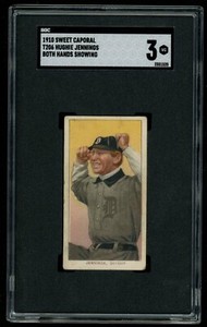 1909-11 T206 Sweet Caporal 350 Hughie Jennings (Both Hands Showing) SGC VG 3