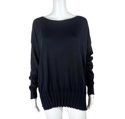 PLANET Lauren Grossman Sweater with Ribbed Trim PIMA COTTON / TENCEL Black NTSF - Image 1 of 4