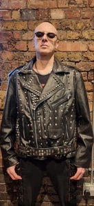 Echtleder 100% Echtleder Nieten schwarz Herren Biker Jacke (UVP 500£) - Bild 1 von 4