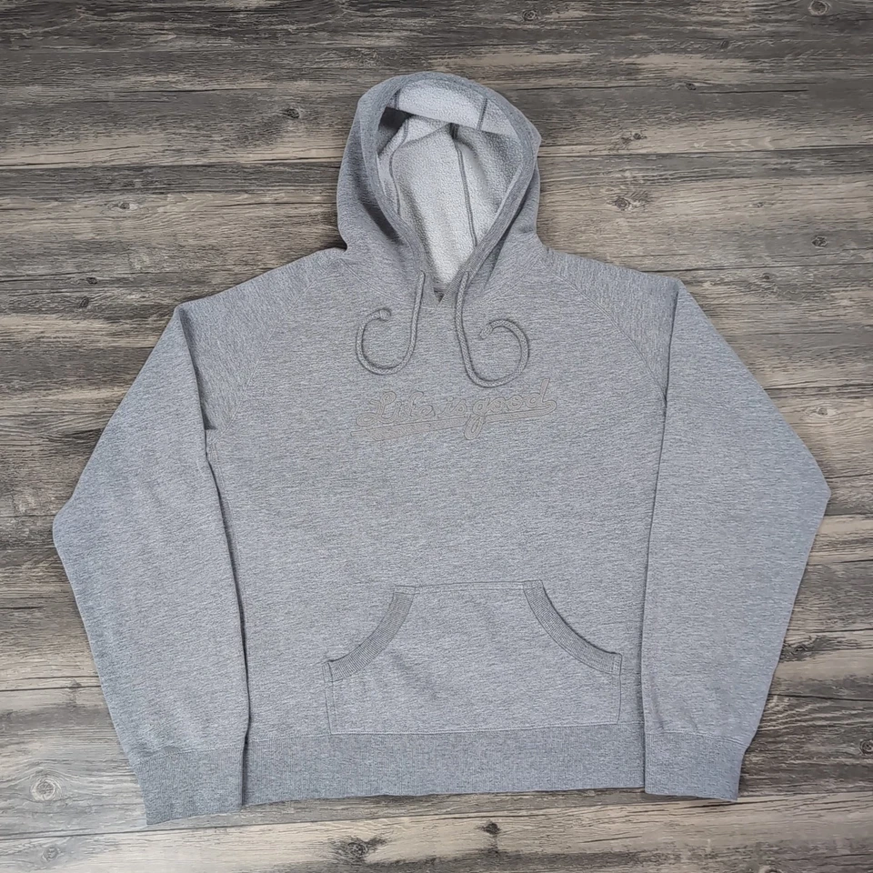 Sudadera con Capucha Life Is Good Peso Pesado Polar Gris Mujer XL Logo Bordado Foto 1 de 4