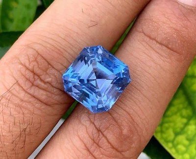 天然巴西散装宝石 9.40 克拉 Asscher 切割圣玛丽亚蓝色海蓝宝石 — 第 1/4 张图片