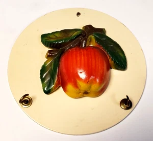 Vintage Chalkware Apple Fruit Wall Hanging 5.5"X1.5" - Picture 1 of 5