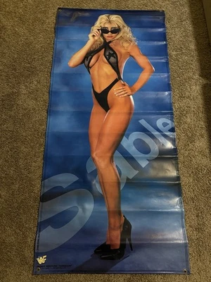 RARO -- 1997 WWF Vintage SABLE Banner de Vinilo - 6 pies de Alto x 3 pies de Ancho - RENA MERO Foto 1 de 4