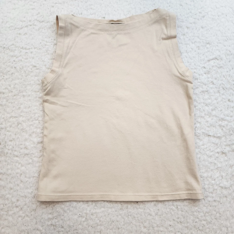 SO GSJC Cropped Fitted Tank Top M Cream Boatneck Cotton Stretch Preppy - Image 1 of 4