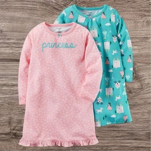 Carters Size 2T Girls Set Of 2 Nightgowns Pajamas Pink Blue Princess Themed NWT - Picture 1 of 1