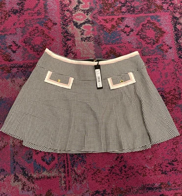 Alice + Olivia женщин черный и белый назад молнии мини юбка размер 12 розовый карман новый с Ярлыками - Изображение 1 из 3