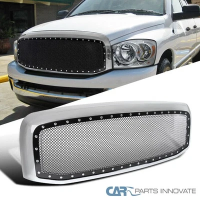 Fits 2006-2008 Dodge Ram 1500 2500 3500 Mesh Rivet Style Wire Grille+Shell - Image 1 of 4