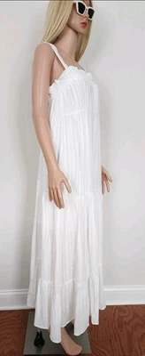 VESTIDO MAXI SABO FALDA BLANCA KEISHA RELAJADO FLUIDO AIREADO GRANDE L Foto 1 de 4
