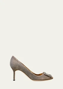 MANOLO BLAHNIK Hangisi bronzo glitter cristallo fibbia punta tacco a pompa 39 - Foto 1 di 8