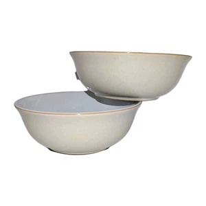 Vintage Denby ciotole di lino x2 bianco e beige cereali 61/2" zuppiera Inghilterra A+ condizioni HTF! - Foto 1 di 13
