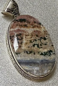 Vintage Crazy Lace Agate Silver Tone Pendant (CJ-A1-1-7) - Picture 1 of 3
