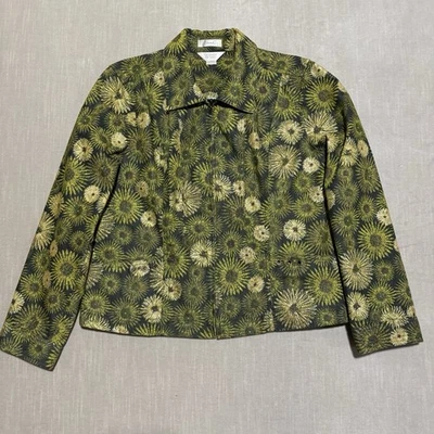 Christopher Banks Jacket PM Green Yellow Floral Stretch Classic Artsy Statement - Image 1 of 4