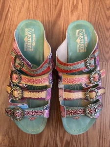 Zapatos sandalia de cuña de cuero L'Artiste BENDICIÓN para mujer talla 10 EU 41 multicolor - Imagen 1 de 6