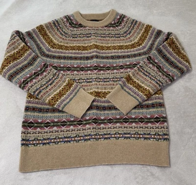 🔥J.Crew Mens Lambswool Sweater Medium Crewneck Fair Isle Nordic Ski Outdoors - Image 1 of 4