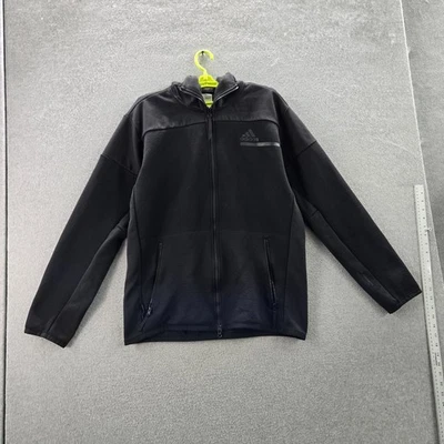 Adidas Men Jacket L Black Track Activewear Logo Zipper Long Sleeve - Image 1 of 4