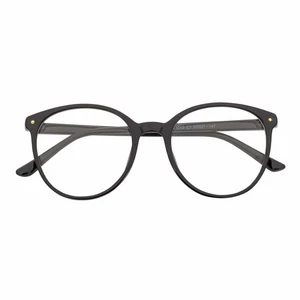 ARBUS - Round Horn Rimmed Blue Light Glasses Shiny Black Clear Lens - Picture 1 of 8