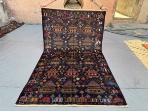 4x7 Vintage Afghan War Rug Hand-Knotted Wool Tribal Office Decor Bedroom Carpet - Picture 1 of 12