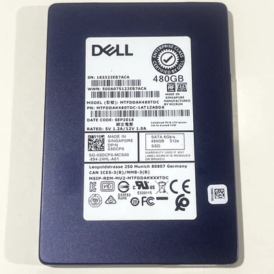 3DCP0 DELL MICRON  480GB 6Gb/s 2.5” SATA SSD MTFDDAK480TDC - Image 1 of 3