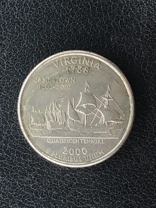 2000-P State Quarter Dollar Virginia 25 Cents KM#309 Coin UNC Rare Uncirculated - Picture 1 of 2