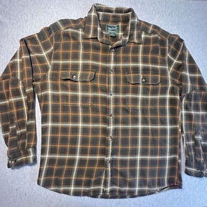 Woolrich Oxbow Bend Camicia Uomo Grande Marrone Flanella Cotone Pesante Doppio Gomito - Foto 1 di 13