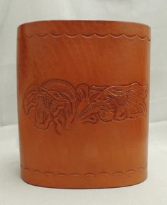 Handgefertigter Luxus brauner Leder Papierkorb Mülleimer Neu aus altem Lagerbestand mit kleinen Mängeln - Bild 1 von 13