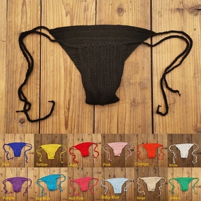 Calzoncillos de ganchillo a mano para hombre ropa interior de tiro bajo para nadar y tomar el sol Foto 1 de 4