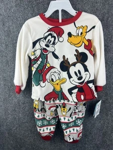 Pigiama Disney Natale Pippo Topolino Pluto Daffy Anatra Bambino 2T NUOVO - Foto 1 di 9