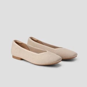Vivaia Square Toe V-Cut Margot 2.0 Flats in Almond EU 35.5 / US 5.5 - New in Box - Picture 1 of 15